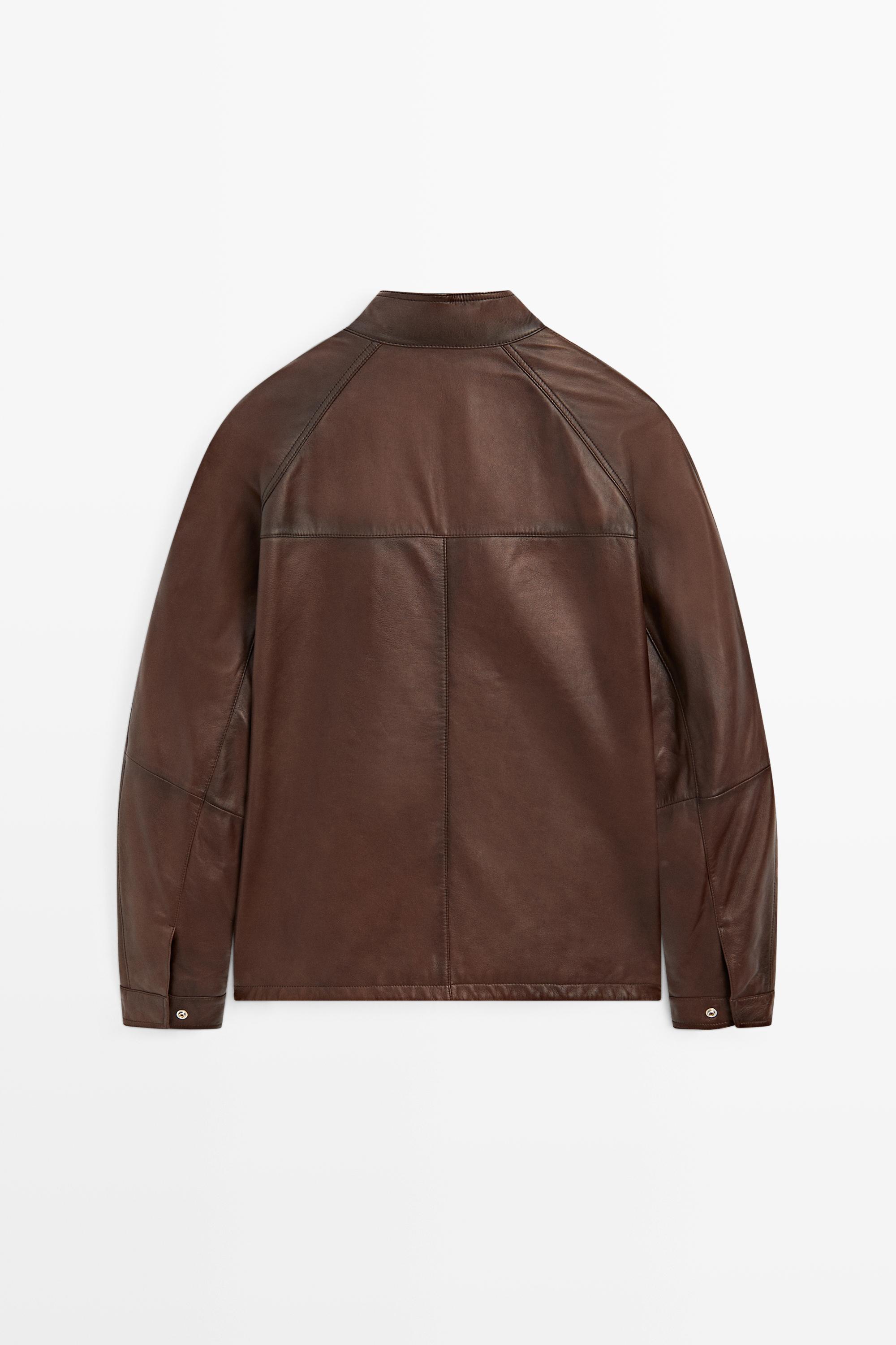 Nappa leather high-neck jacket